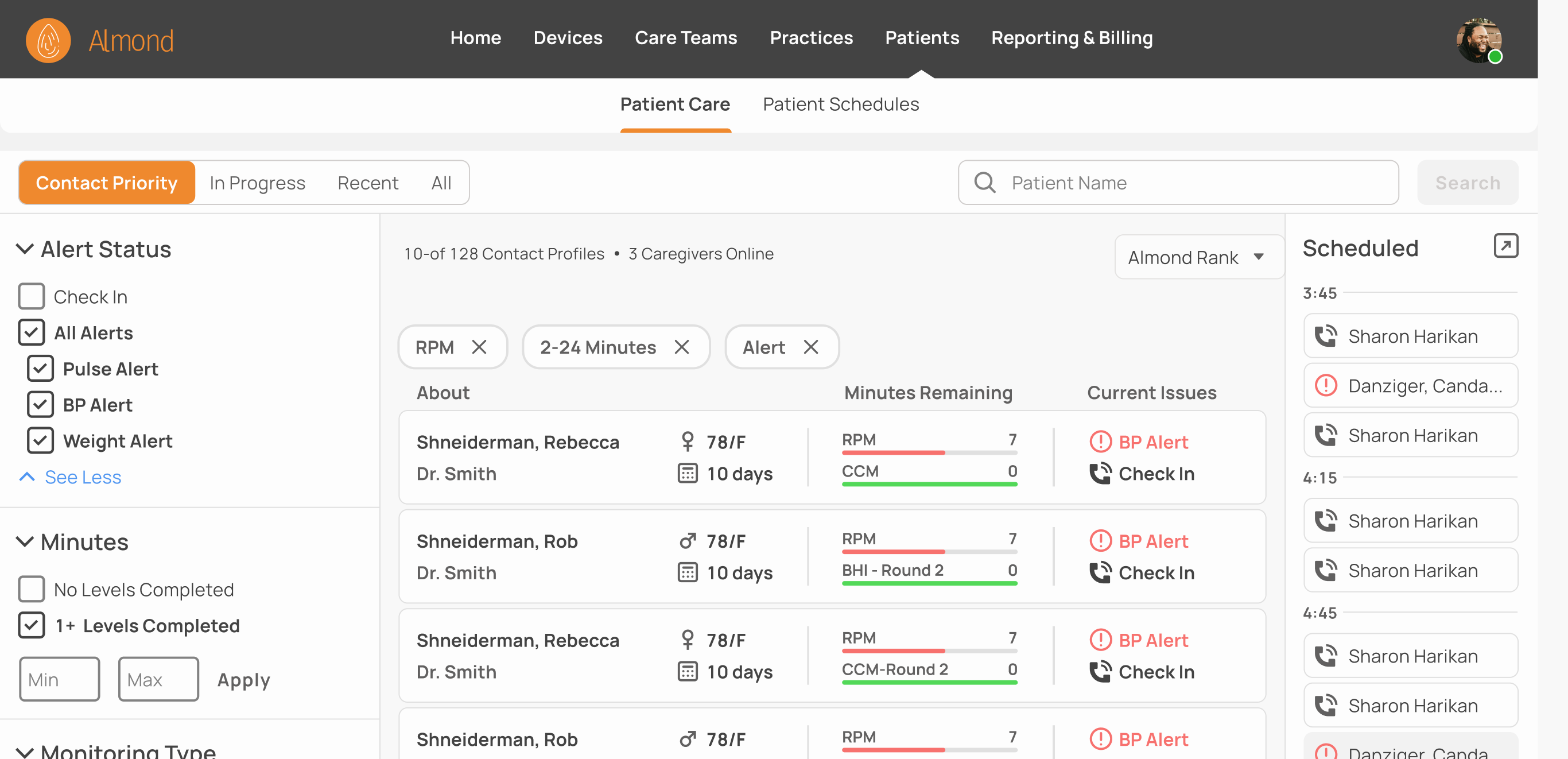 Full Dashboard of Contact Priority